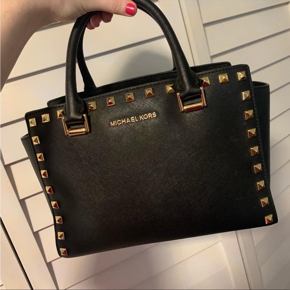 Michael Korea Black Studded Handbag